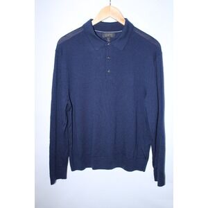 Banana Republic Men's Large Navy Blue Wool Collared Pullover Sweater
